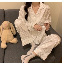 2023 Spring New Style Long Sleeved Women Pajamas Set Satin Silk Love Printed Fashion Pyjamas Female Sleepwear Plus Size 5XL $...