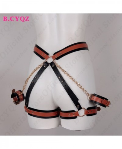 Bdsm Harness Brown And Black Pu Leather Bondage Sexy Garter Belt Buttock Harness Women Goth Rave Tight Garter Suspenders Feti...