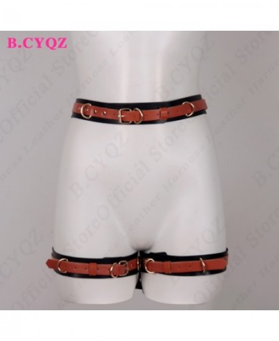 Bdsm Harness Brown And Black Pu Leather Bondage Sexy Garter Belt Buttock Harness Women Goth Rave Tight Garter Suspenders Feti...