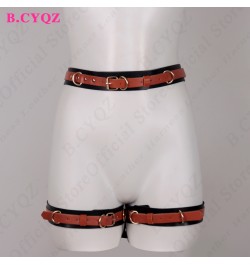 Bdsm Harness Brown And Black Pu Leather Bondage Sexy Garter Belt Buttock Harness Women Goth Rave Tight Garter Suspenders Feti...