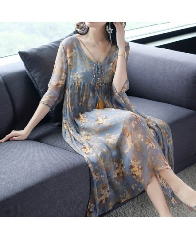 2023 Spring Summer Natural Silk Two Piece Midi Dress Vintage Vacation Print Runway Dress Elegant Women Bodycon Party Vestidos...