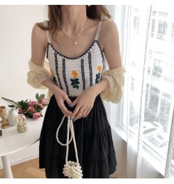 Women Cotton Camis Crop Tops Summer Crochet Floral Embroidery V Neck Cute Tops French Style Going Out Beach Tops $15.39 - Top...