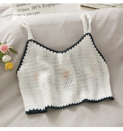 Women Cotton Camis Crop Tops Summer Crochet Floral Embroidery V Neck Cute Tops French Style Going Out Beach Tops $15.39 - Top...