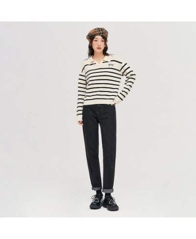 Women Sweaters 2022 Autumn Long Sleeves V Neck Knitted Pullover Striped Comfort Casual Chic Tops $43.02 - Sweaters