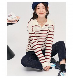 Women Sweaters 2022 Autumn Long Sleeves V Neck Knitted Pullover Striped Comfort Casual Chic Tops $43.02 - Sweaters