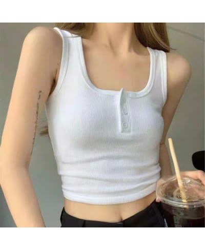 Tanks Top For Girls Fashion Solid Color Cotton Elastic Underwear Women's Knitted Vest Breathable Summer Female Sleeveless Top...