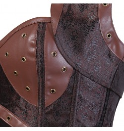 Steampunk Medieval Women Zipper Punk Style Spiral Steel Bone Leather Corset Bustier Top Sexy Gothic Brown Halloween Party $41...