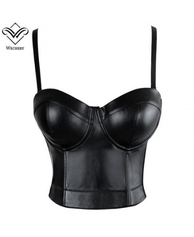 Women Leather Corset Top Crop Bustier Gothic Bra Push Up Bodice Sexy Lingerie Corselet Party Short Camis Plus Size 6XL $30.38...