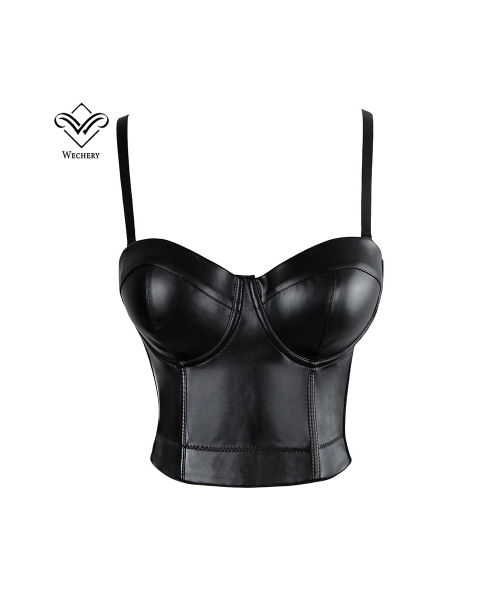 Women Leather Corset Top Crop Bustier Gothic Bra Push Up Bodice Sexy Lingerie Corselet Party Short Camis Plus Size 6XL $30.38...