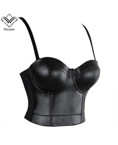 Women Leather Corset Top Crop Bustier Gothic Bra Push Up Bodice Sexy Lingerie Corselet Party Short Camis Plus Size 6XL $30.38...