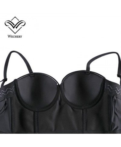 Women Leather Corset Top Crop Bustier Gothic Bra Push Up Bodice Sexy Lingerie Corselet Party Short Camis Plus Size 6XL $30.38...