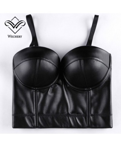 Women Leather Corset Top Crop Bustier Gothic Bra Push Up Bodice Sexy Lingerie Corselet Party Short Camis Plus Size 6XL $30.38...