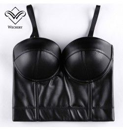 Women Leather Corset Top Crop Bustier Gothic Bra Push Up Bodice Sexy Lingerie Corselet Party Short Camis Plus Size 6XL $30.38...