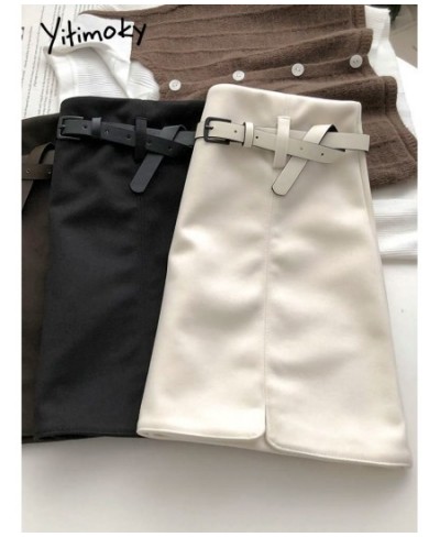 Leather Skirts for Women Side Split Elegant Office Ladies Chic Mini Pu Skirts Korean Fashion High Waisted Black White $40.55 ...