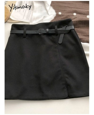 Leather Skirts for Women Side Split Elegant Office Ladies Chic Mini Pu Skirts Korean Fashion High Waisted Black White $40.55 ...