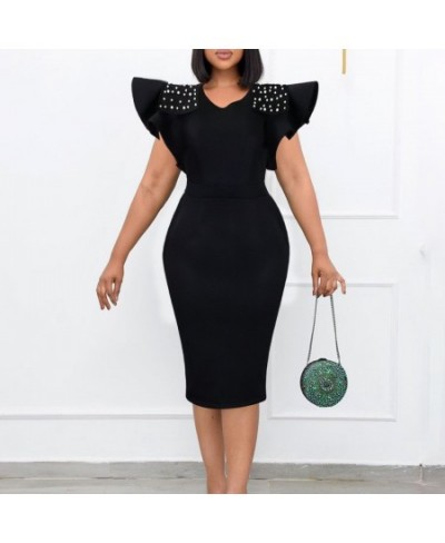 Plus Size Wide Dress For Women Pearl Butterfly Sleeve Fashion Elegant Outfit Casual Luxury Gown 2023 Summer Evening Party Dre...