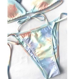 Tie Dye Micro Triangle Halter Tie Side Bikini Swimsuit Women Two Piece Swimwear Sexy Bikini Set Summer Beach Bathing Suit $22...