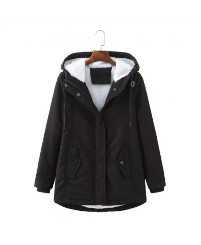 Women Warm Hooded Jacket Winter Zipper Casual Fleece Coat Fashion Solid Long Sleeve Plush Parkas $73.50 - Jackets & Coats