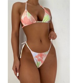 Tie Dye Micro Triangle Halter Tie Side Bikini Swimsuit Women Two Piece Swimwear Sexy Bikini Set Summer Beach Bathing Suit $22...