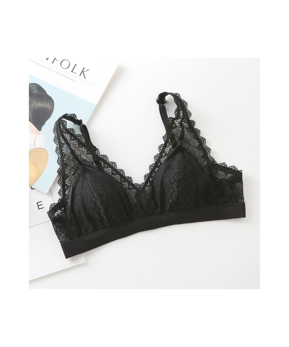 Sexy Lace Bra Silk Comfortable Silk Triangle Cup French Underwear Female Student Thin Adjustable Bra $44.17 - Underwear