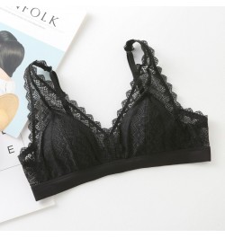 Sexy Lace Bra Silk Comfortable Silk Triangle Cup French Underwear Female Student Thin Adjustable Bra $44.17 - Underwear