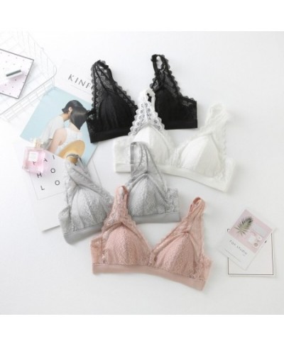 Sexy Lace Bra Silk Comfortable Silk Triangle Cup French Underwear Female Student Thin Adjustable Bra $44.17 - Underwear