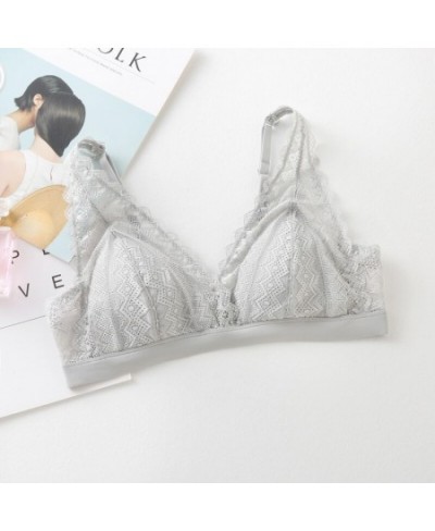 Sexy Lace Bra Silk Comfortable Silk Triangle Cup French Underwear Female Student Thin Adjustable Bra $44.17 - Underwear