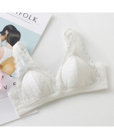 Sexy Lace Bra Silk Comfortable Silk Triangle Cup French Underwear Female Student Thin Adjustable Bra $44.17 - Underwear