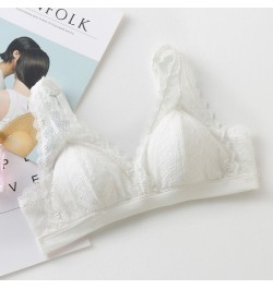 Sexy Lace Bra Silk Comfortable Silk Triangle Cup French Underwear Female Student Thin Adjustable Bra $44.17 - Underwear