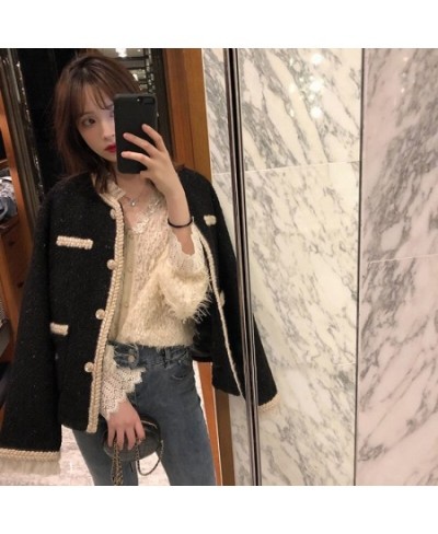 French small fragrance jacket women autumn and winter 2023 new Korean version of the wild short thick tweed coat $48.79 - Jac...