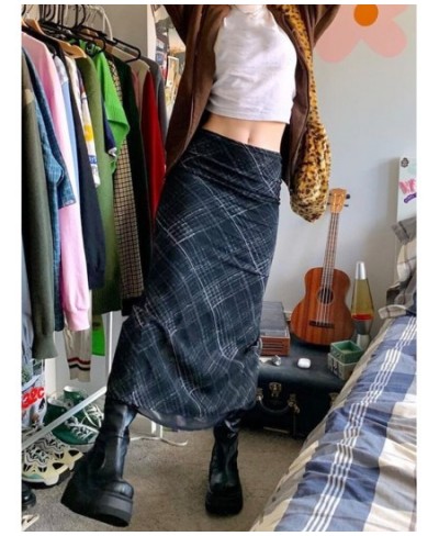 Striped Long Skirts Retro y2k Straight Skirts High Waisted Summer Skirts Women Sweet Cute Party Skirts Grunge Trendy $34.57 -...