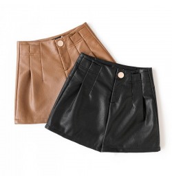 Korean Fashion Wide Leg Leather Shorts Women 2022 Autumn Winter Solid Pu Leather Casual High Waist Slim Woman Shorts $43.42 -...