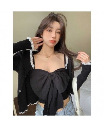 Summer Y2K Crop Top Women 2023 Slim Fit Solid Strapless Sleeveless Bow Tie Backless Sling Top for Girls Cute Crop Tops Female...