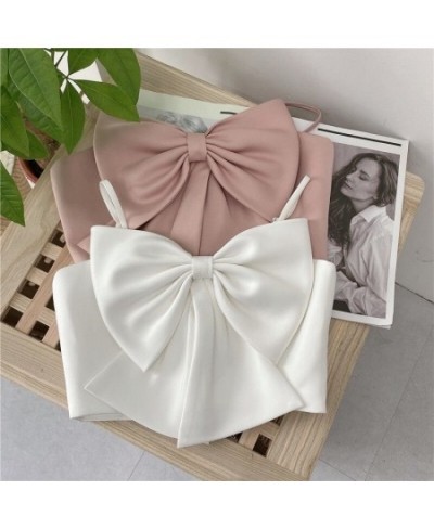 Summer Y2K Crop Top Women 2023 Slim Fit Solid Strapless Sleeveless Bow Tie Backless Sling Top for Girls Cute Crop Tops Female...