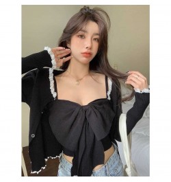 Summer Y2K Crop Top Women 2023 Slim Fit Solid Strapless Sleeveless Bow Tie Backless Sling Top for Girls Cute Crop Tops Female...