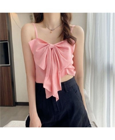 Summer Y2K Crop Top Women 2023 Slim Fit Solid Strapless Sleeveless Bow Tie Backless Sling Top for Girls Cute Crop Tops Female...