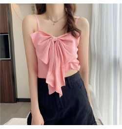 Summer Y2K Crop Top Women 2023 Slim Fit Solid Strapless Sleeveless Bow Tie Backless Sling Top for Girls Cute Crop Tops Female...