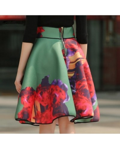 Spring Autumn Women High Waist Midi Skirt Korean Style Gorgeous Rose Flowers Print Ball Gown Skirt gothic clothes vintage y2k...