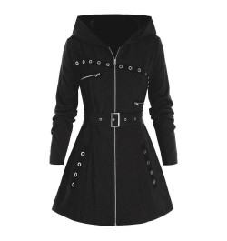 Women Long Hoodies Coat Autumn Winter Long Sleeve Gothic Punk Print Warm Jacket Female Streetwear Zipper Sweatshirt Jakets $5...