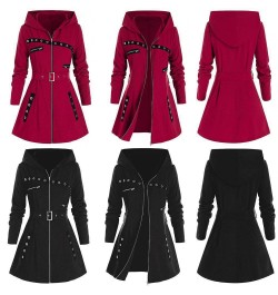 Women Long Hoodies Coat Autumn Winter Long Sleeve Gothic Punk Print Warm Jacket Female Streetwear Zipper Sweatshirt Jakets $5...