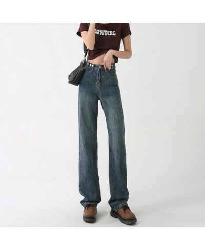 Women's jeans Retro Street Loose Solid Straight 2023 Trend American Casual Pants High Waist Mopping Wide Leg Trousers $44.52 ...