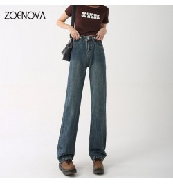 Women's jeans Retro Street Loose Solid Straight 2023 Trend American Casual Pants High Waist Mopping Wide Leg Trousers $44.52 ...