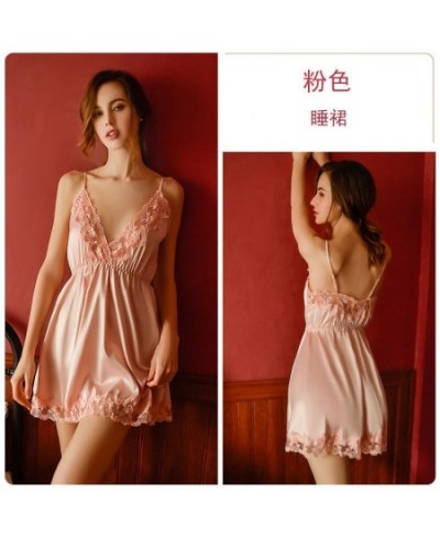 Women Lace Nightgowns Sleepwear Pyjamas Set Summer Night Dress Nightwear Sexy Lingerie Bathrobe Female Nightdress silk Satin ...