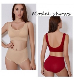 Women Seamless Underwear Suit Women Low Thong Comfortable Breathable Vest Bra Large Size Deep U Sexy Beautiful Back Bra $15.9...