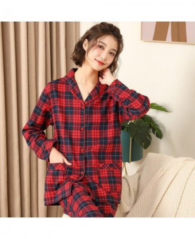 2022 100% Cotton Lovers Pajamas Sets Women Men Spring Long Sleeve Casual Soft Sleepwear Plaid Design Homewear Loungewear $54....