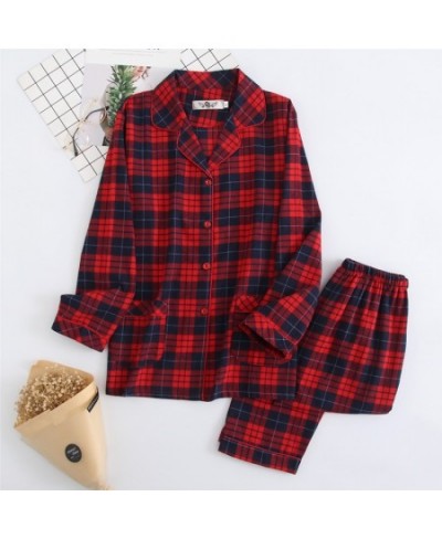 2022 100% Cotton Lovers Pajamas Sets Women Men Spring Long Sleeve Casual Soft Sleepwear Plaid Design Homewear Loungewear $54....