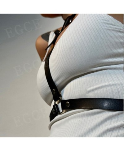 Leather Body Harness Sexy Woman Lingerie Fetish Goth Corset Chest Bondage Neck Belt with Bow Bdsm Lingerie Gothic Clothes $18...