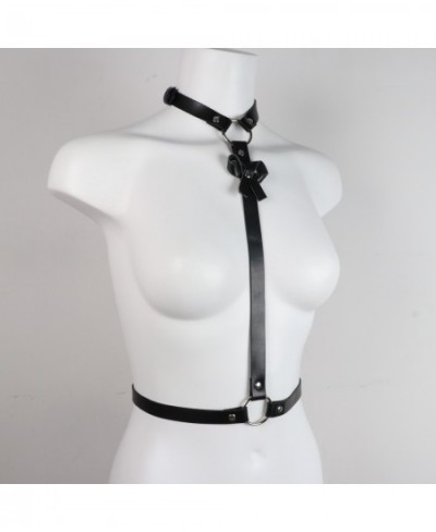 Leather Body Harness Sexy Woman Lingerie Fetish Goth Corset Chest Bondage Neck Belt with Bow Bdsm Lingerie Gothic Clothes $18...