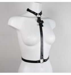 Leather Body Harness Sexy Woman Lingerie Fetish Goth Corset Chest Bondage Neck Belt with Bow Bdsm Lingerie Gothic Clothes $18...