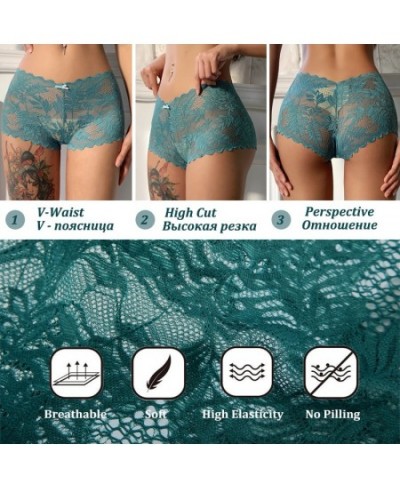 3PCS Women Sexy Lace Panties Floral Perspective Uderwear Solid Color Intimates Boyshort Female V-Waist Breathablle Soft $23.1...